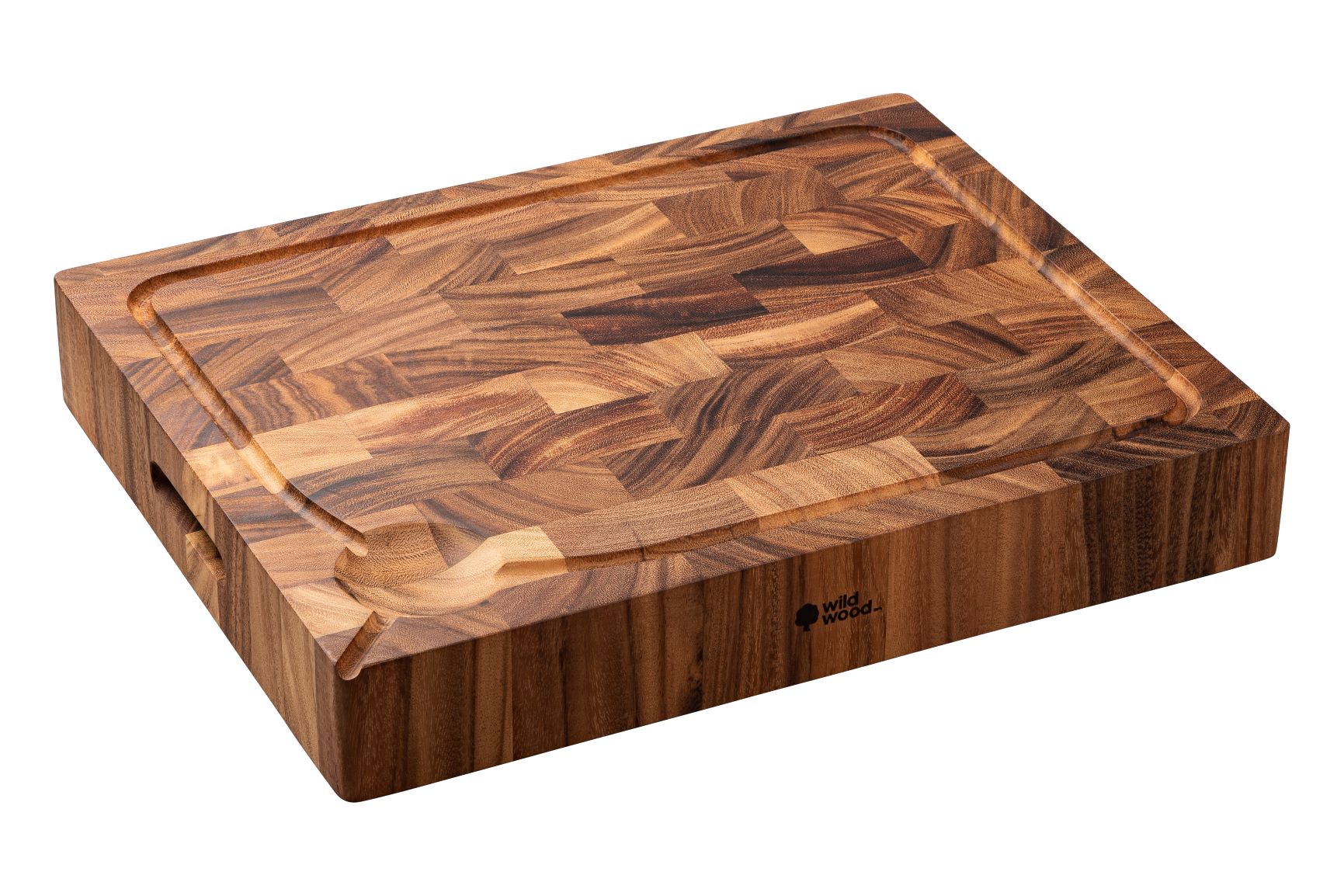 WCB113 Wild Wood Murray XLarge Thick End Grain Butchers Block Chopping Board With Juice Lane 